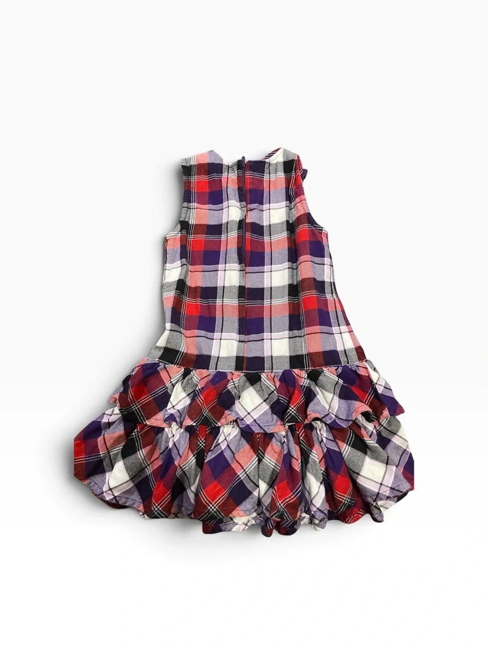 Gymboree Purple and Red Plaid Ruffle Hem Dress Size 4